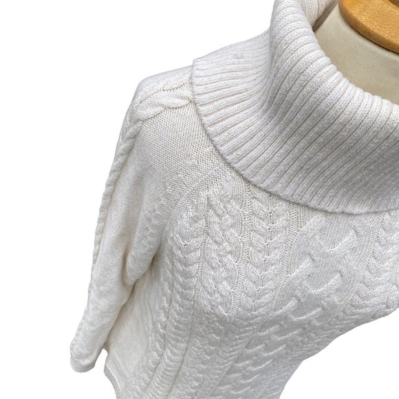 Tommy Bahama Cable Knit Turtleneck Sweater Cream Gold Metallic Sz L - Picture 4 of 14